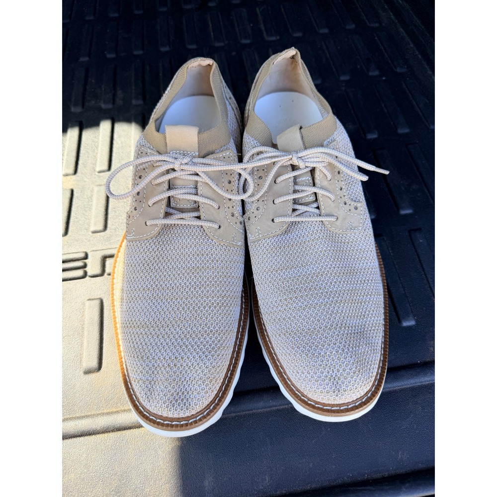 Dockers Mens 90-40761 Tan Knit Leather Wingtip Oxford Shoes 10.5M